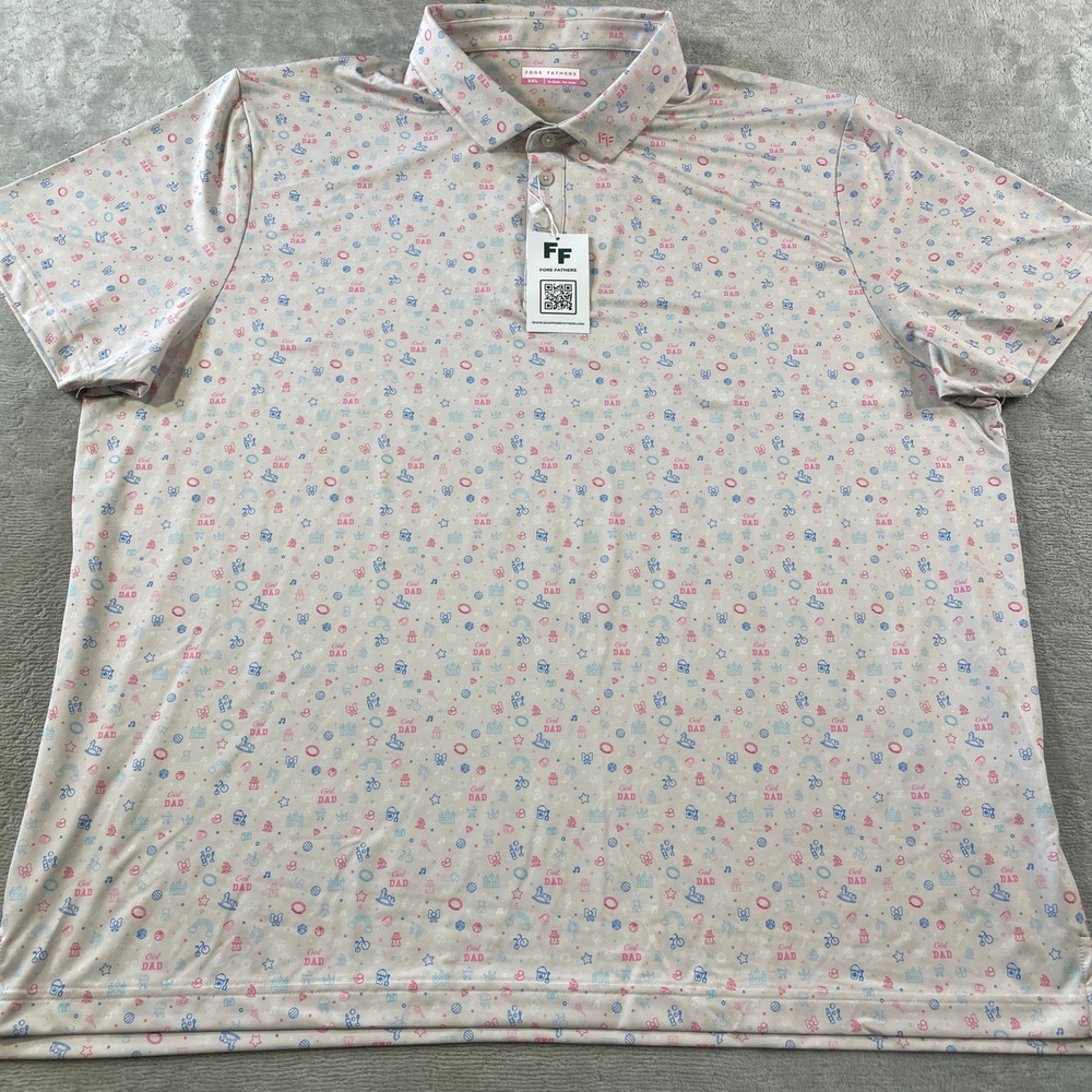 Fore Fathers Polo Shirt Mens 3XL Pink Girl Dad Golf Performance‎ Light Stretch